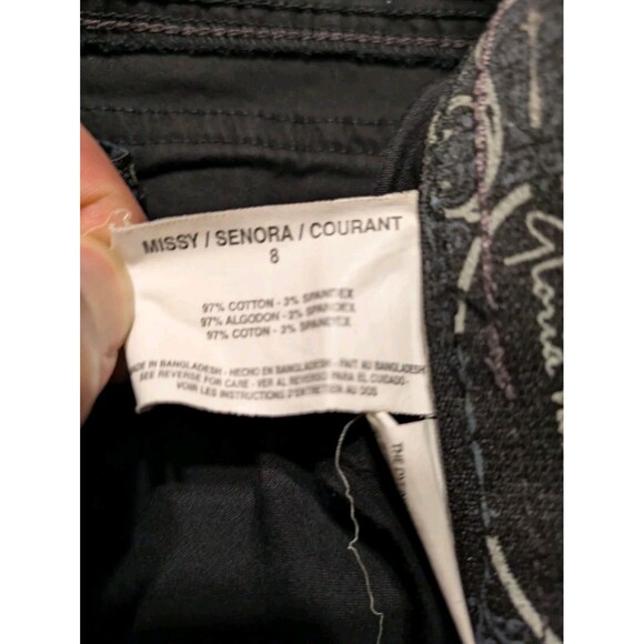 Gloria Vanderbilt Black Cargo Capri Pants Size 8 Stretch Mid Rise Crop Utility - Picture 10 of 12